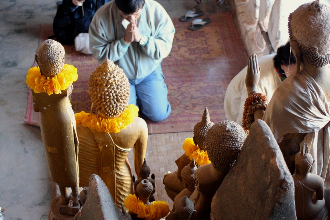 The caves attract Buddhist pilgrims...