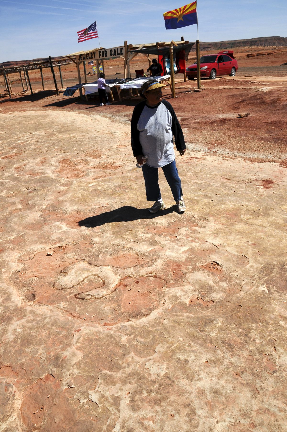 DSC_6814 Dinosaur Tracks Marie our Guide Tuba AZ.jpg