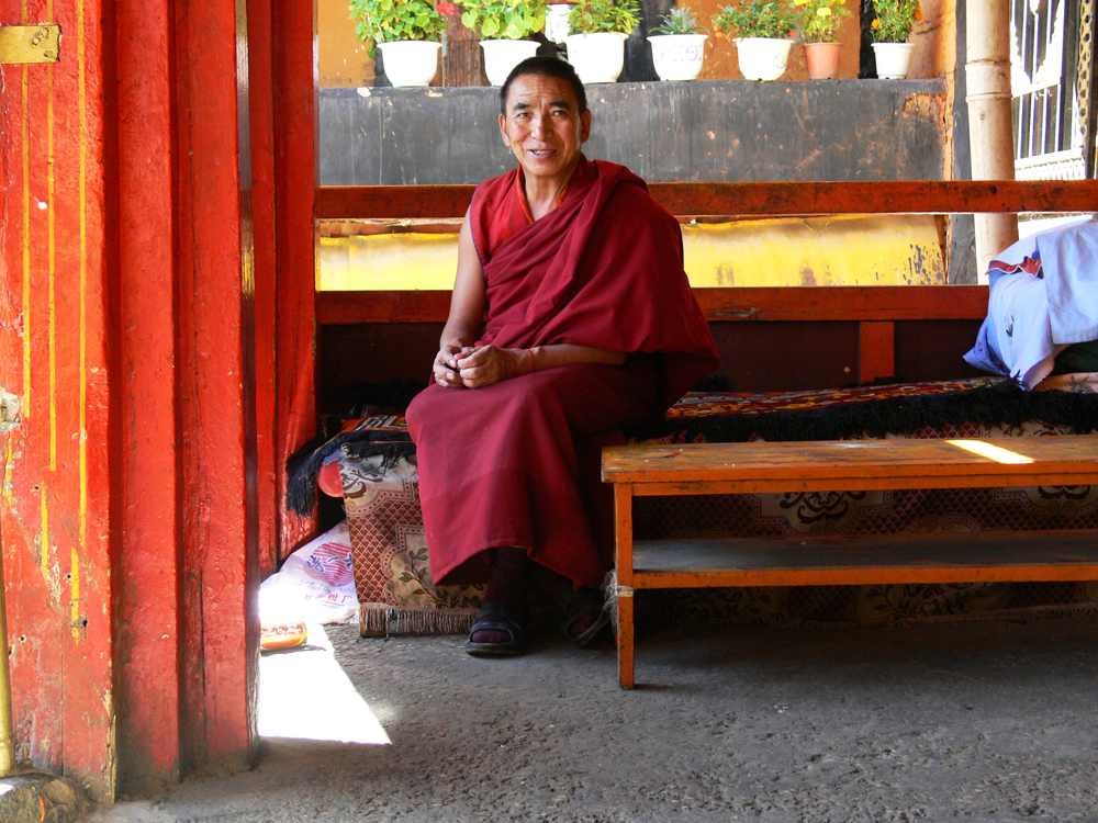 Monk at Meru Sarpa Monastery in Lhasa