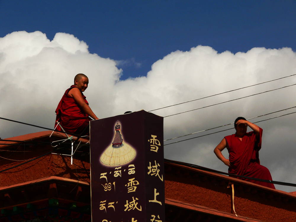 Monks on the roof