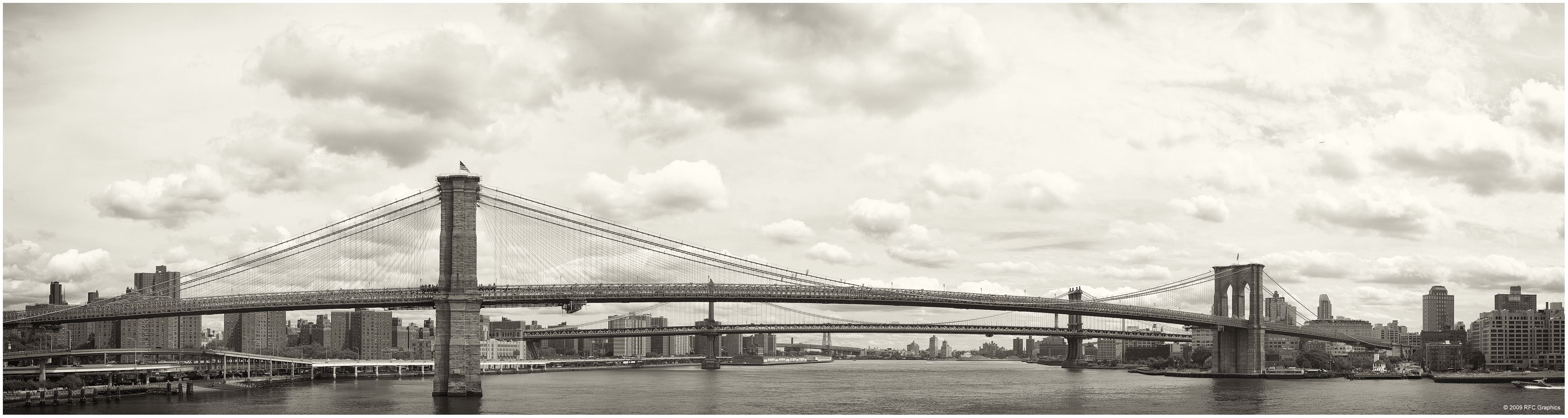 Brooklyn Bridge Vintage Panorama