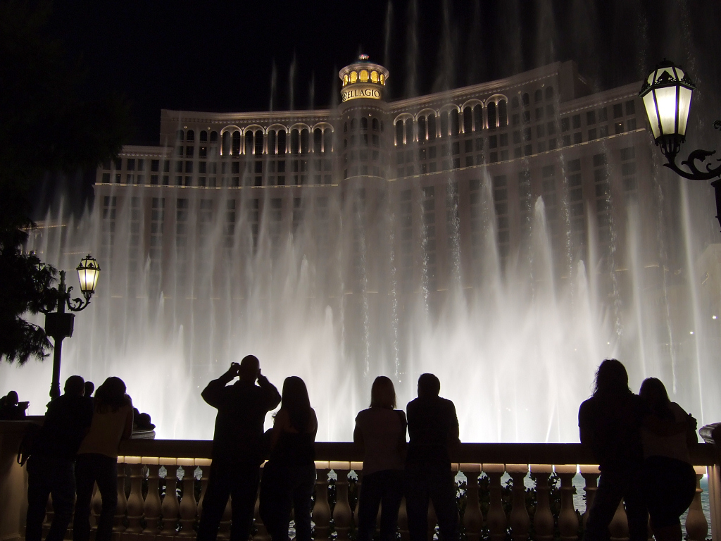 Enjoying the fountains at the Bellagio Hotel