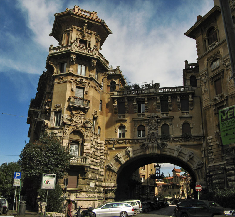 The gate to the Dora Quarter by Coppedè