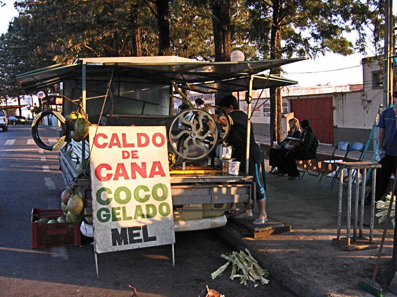 A roadside stand selling fresh squeezed sugarcane juice - Sao Carlos, Brazil