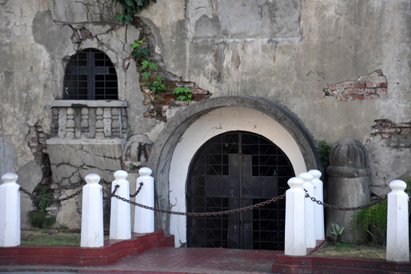 The entrance to the bell tower of Laoag was originally tall enough of a man on horseback