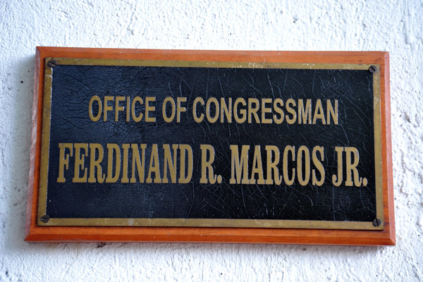 The office of Congressman Ferdinand R. Marcos Jr. is above the Marcos Museum
