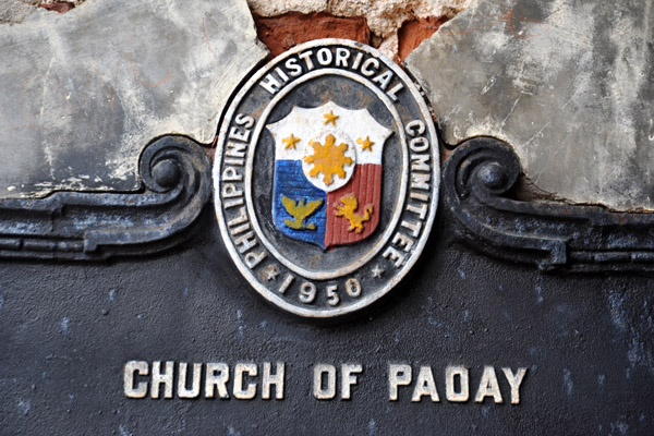 Philippine Historical Committee plaque of Paoay Church