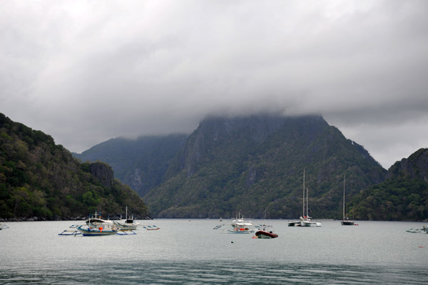 Clouds hiding the top of the 640m peak on Cadlao Island