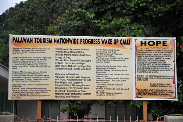 Palawan Tourism Nationwide Progress Wake Up Call - hoping to build a billion dollar tourism industry