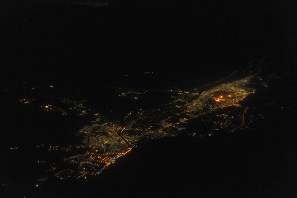 Abadan and Khorramshahr, Iran, at night