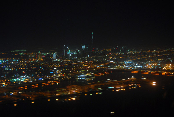 Dubai skyline and Port Rashid at night