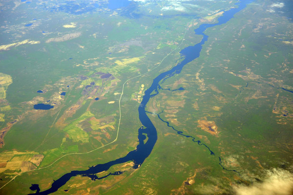 Kola River and highway M18, Murmansk Oblast, Russia