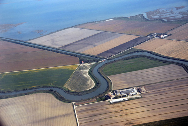 Fields on the mainland shore of Venice Lagoon NE of Marco Polo Airport