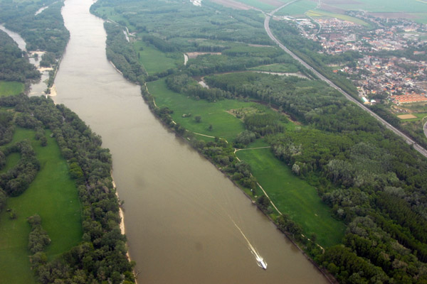 Danube River on departure from Vienna Airport, Austria