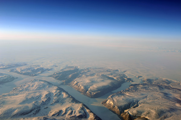 Fjord leading inland from Thule, Greenland