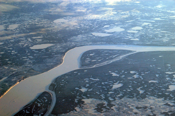 Frozen MacKenzie River, near Norman Wells, Northwest Territories