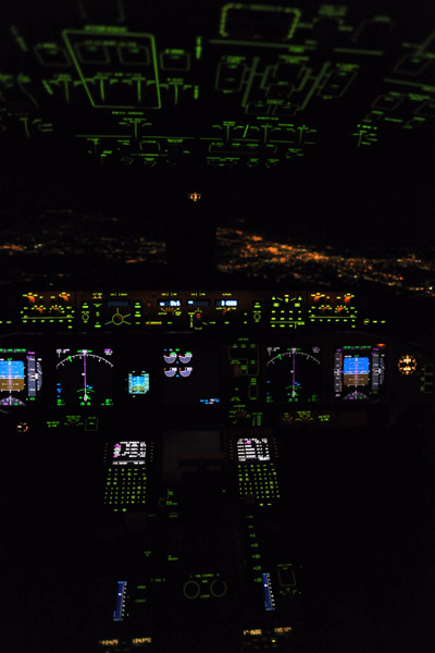 Approaching Boston in a Boeing 777 at night