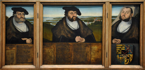 The Electors of Saxony - Friedrich der Weise, Johann der Bestndige, Johannes Friedrich der Gromtige, 1532+, Lucas Cranach d 