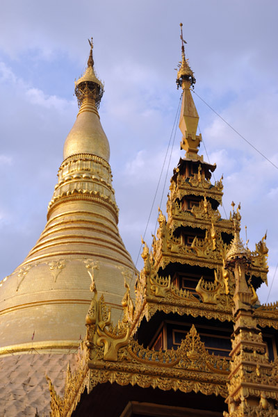 The main stupa towering above an intricate temple