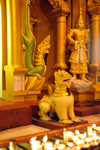 Shwedagon Paya sculptures by candlelight