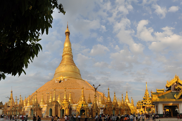 Golden Mount, the main zedi (stupa) of Shwedagon Paya rising above a forest of smaller stupas and shrines