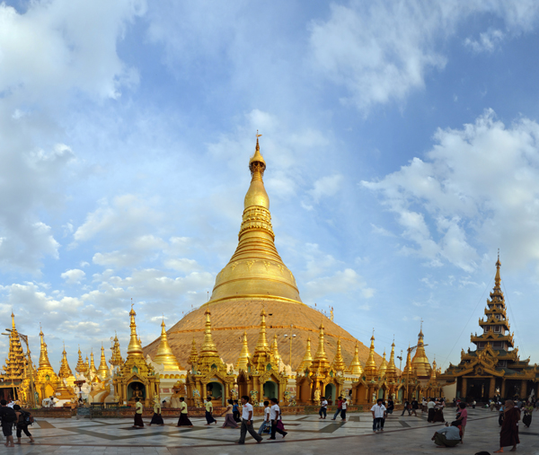 Shwedagon Paya seen from the northwest
