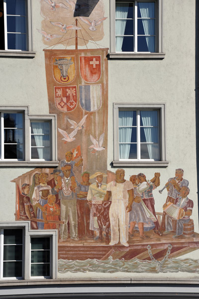 Fresco, Hotel des Alpes, Rathausquai, Luzern