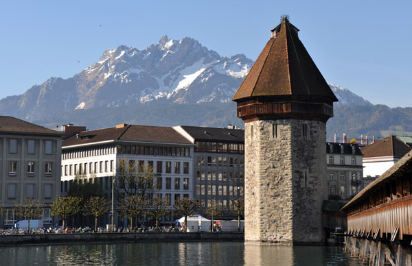 Mount Pilatus with the Lucerne Water Tower