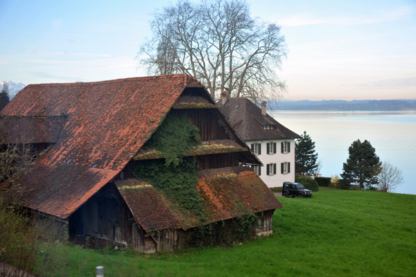 Old barn on the shore of Lake Zug demolished sometime after 2011