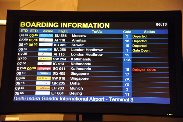 Boarding Information - Delhi Terminal 3