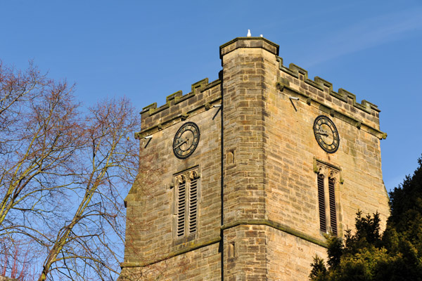Stout tower of St John the Baptist's Church, Crawley