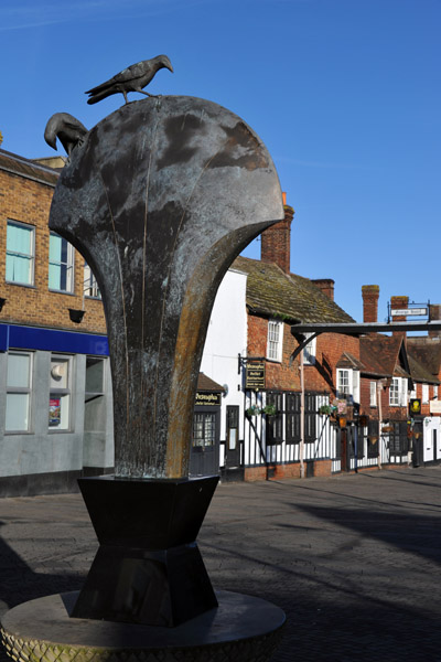 Crawley's huge axe head on High Street, the Golden Tree