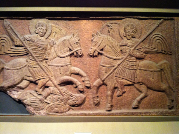 Slate relief of Two Horsemen, Kiev ca 1062