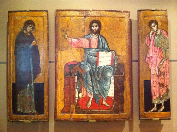 The Virgin, Christ, St. John the Evalgelist, XV Century Balkans