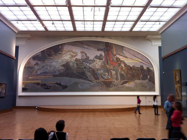 Central gallery of the Tretyakov with the largest painting on display - Mikhail Vrubel's Princess of the Dream