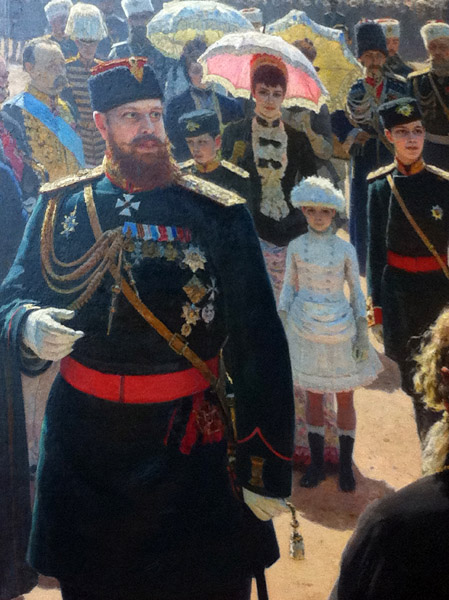 Tsar Alexander III followed by his son, the future Tsar Nicholas II