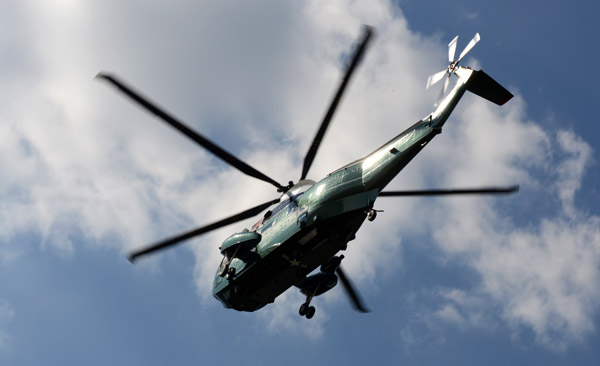A low overflight by Marine One
