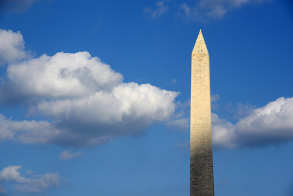 Tip of the Washington Monument in sun light