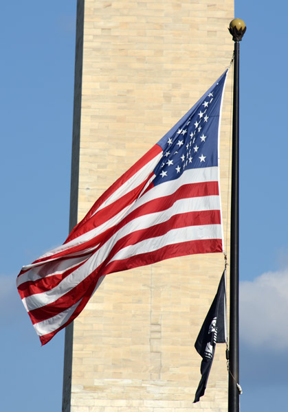 American flag with the Washington Monument