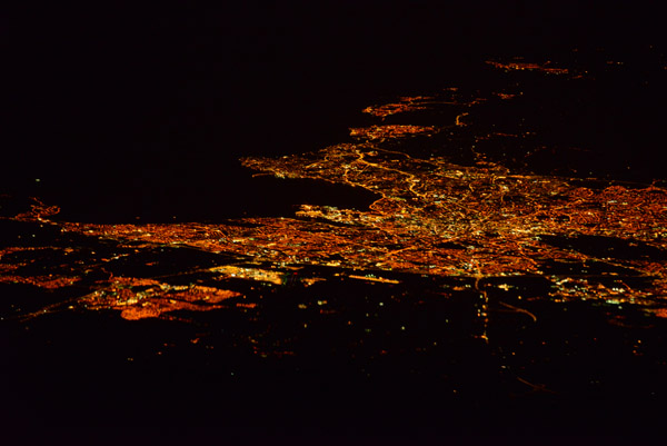 Dublin, Ireland - night aerial