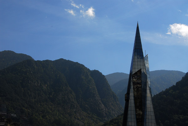 Ultramodern crystal cathedral-style spire of the Caldea, Andorra la Vella