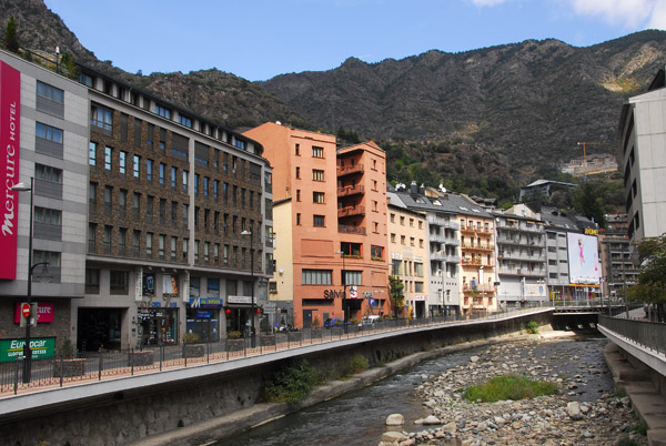 The small river running through the center of Andorra la Vella