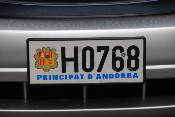 License plate - Principality of Andorra