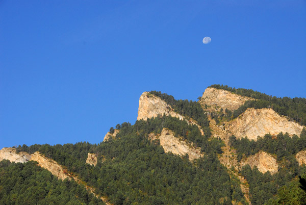 Andorra Pyrenees with near-full moon, near Xixerella