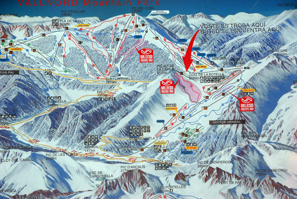 Map of the Vallnord ski district, Andorra
