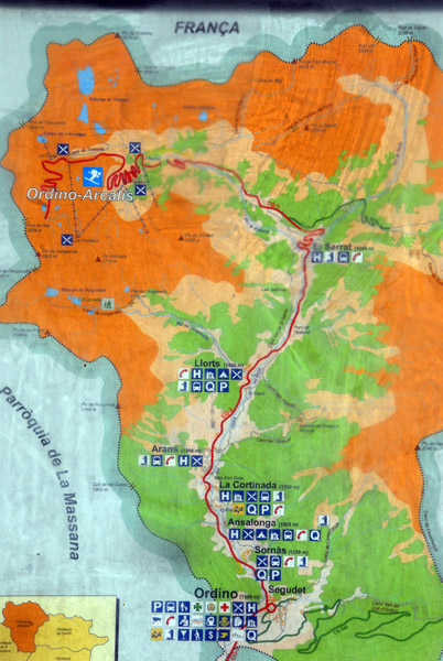 Map of Ordino-Arcalis, NW Andorra