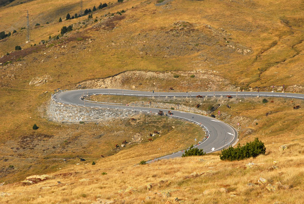 Hairpin turn on the road from Andorra to France, Porte d'Envalira