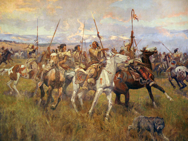 Detail of Lewis and Clark Meeting Indians at Ross' Hole by Charles M. Russell