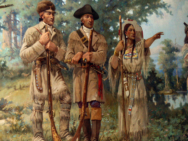 Lewis and Clark with their Shoshone guide Sacajawea