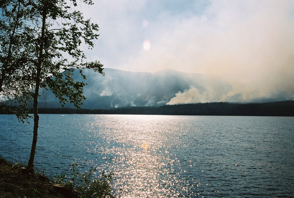 Forest Fire across Lake McDonald, summer 2003, Glacier National Park